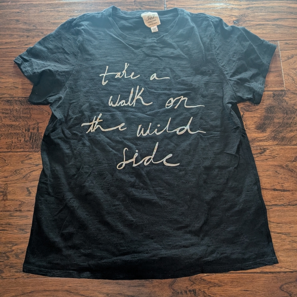 Cinq à Sept Black Tshirt Take a Walk on the Wild Side Size Small